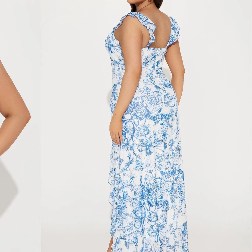 Fashion Nova Floral Blue and White Women's Dress - Picture 6 of 9